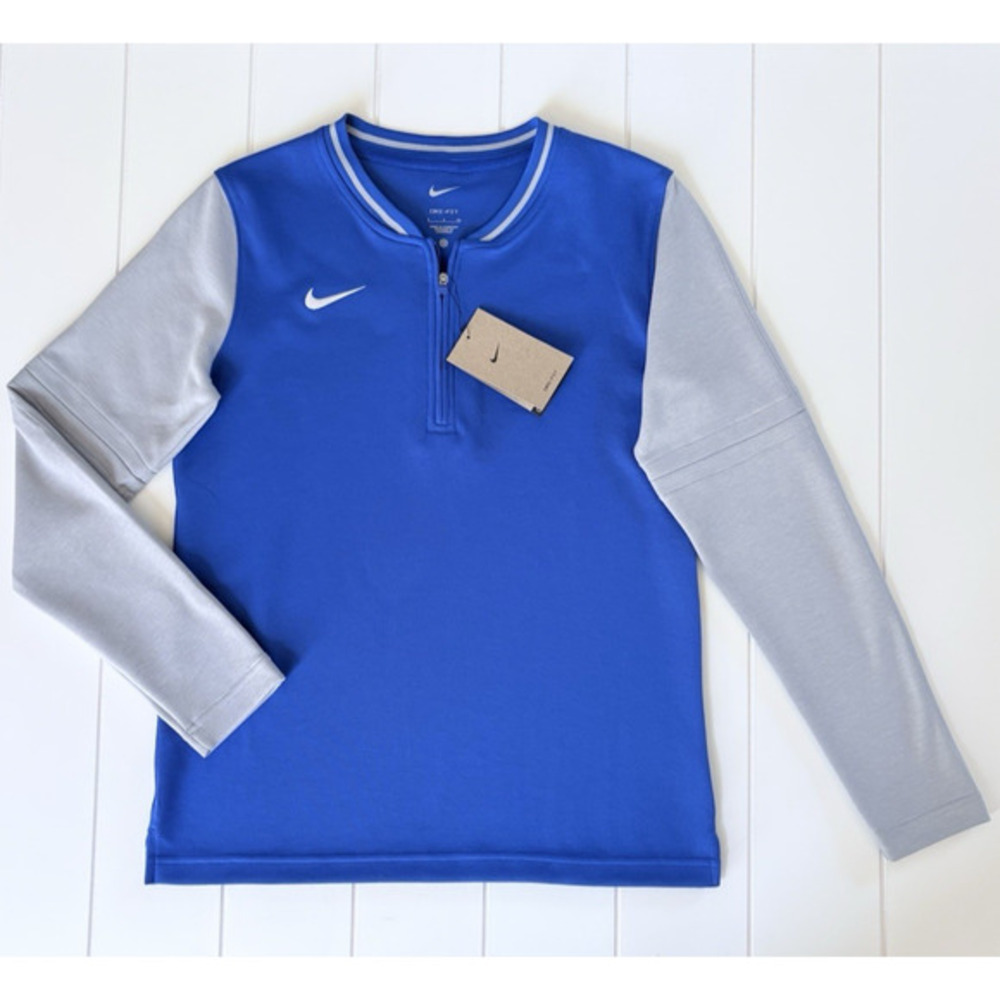 Nike Dri-FIT Athletic Training Top Long Sleeve Quarter Zip Blue Gray Soccer S‎